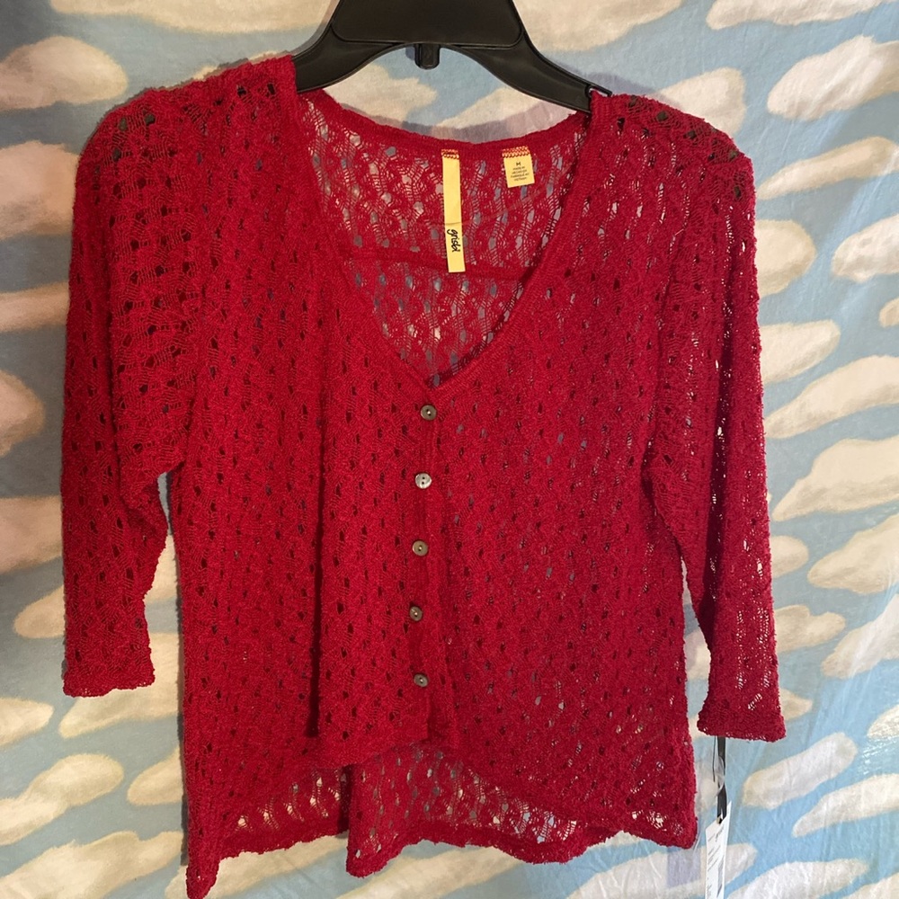 pink mesh cardigan blouse brand new w tags womens